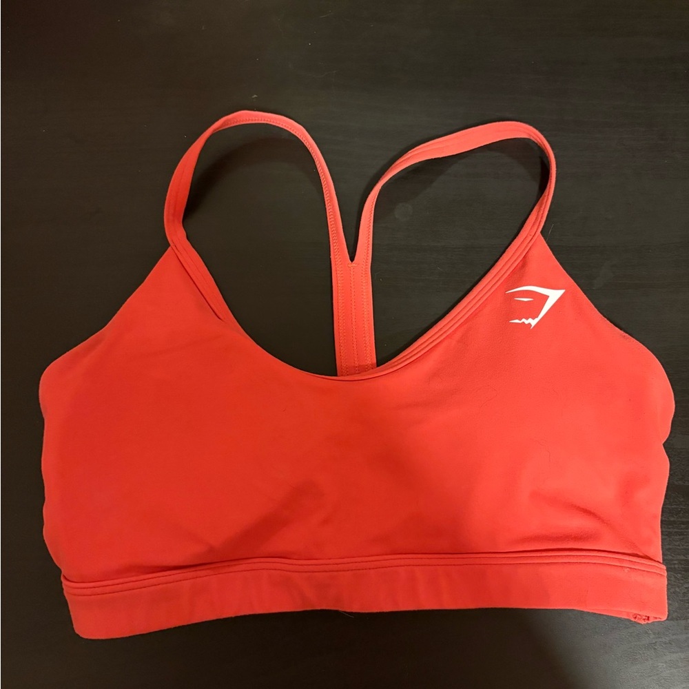 Gymshark V neck training Sports Bra with Racerback in Coral